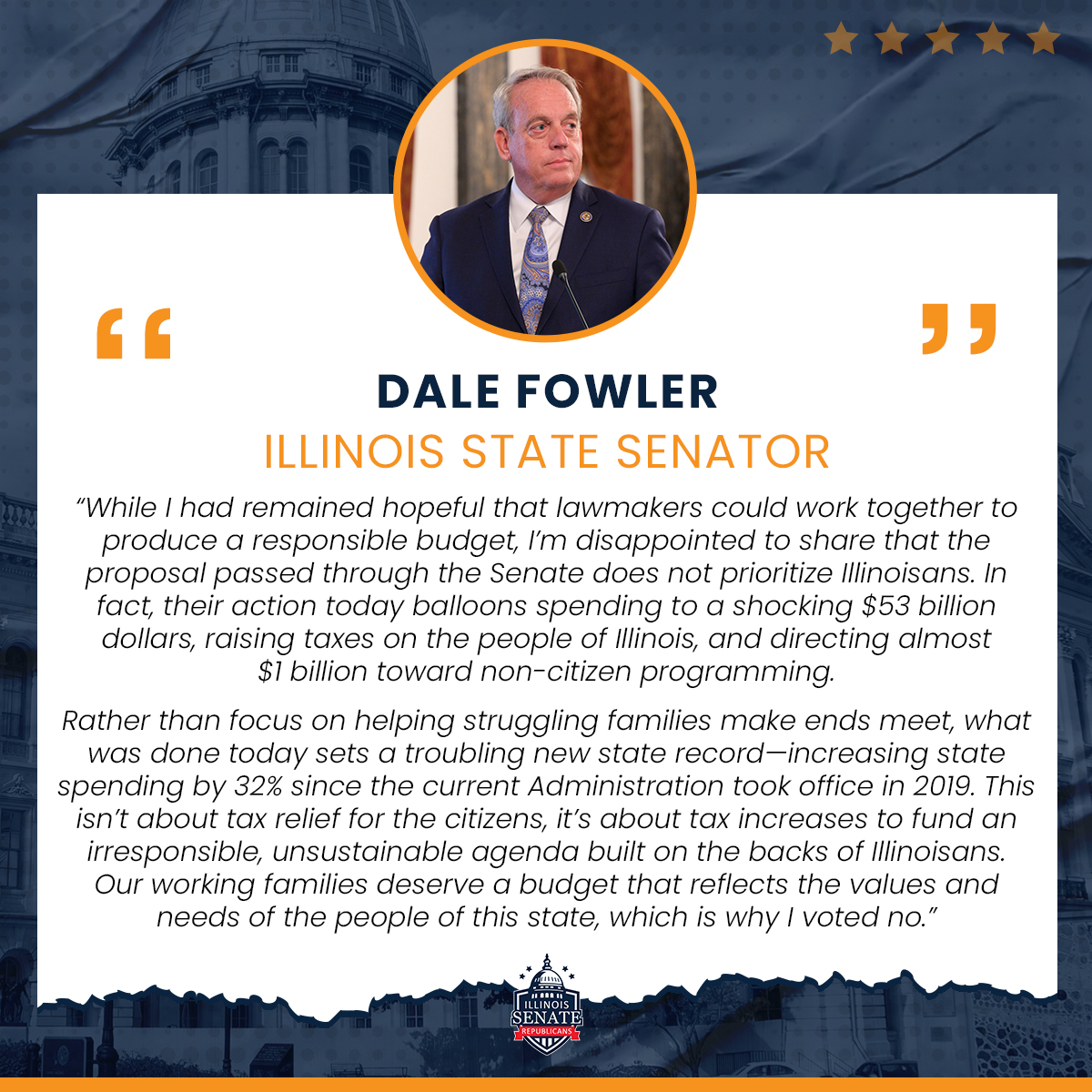 Senator Fowler Issues Budget Statement