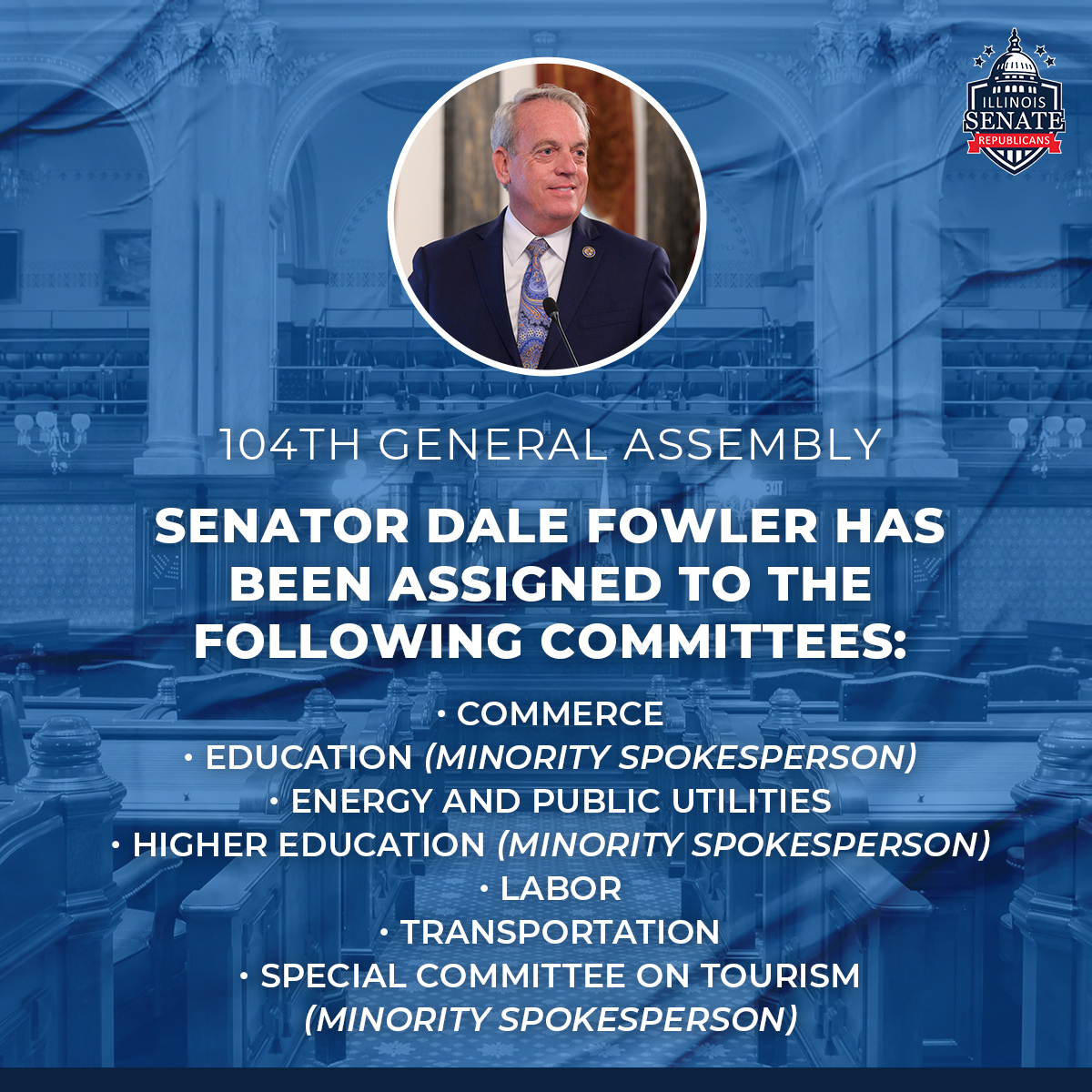 Senator Fowler to lead Senate Committees
